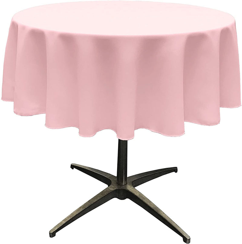 Round Tablecloth - Light Pink - Polyester Poplin Tablecloth - Banquet Polyester Cloth, Wrinkle Resistant(Pick a Size)