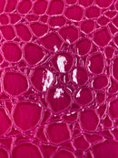 Faux Alligator Print Vinyl Fabric - Fuschia -  Faux Animal Print Sold by The Yard