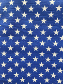 Mia's Fabrics Inc, Royal Blue Stars Print Poly Cotton 60 Inch Fabric by The Yard