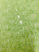 Faux Alligator Print Vinyl Fabric - Lime Green - Faux Animal Print Sold by The Yard