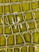 Faux Alligator Print Vinyl Fabric - Olive - Faux Animal Print Sold by The Yard