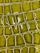 Faux Alligator Print Vinyl Fabric - Olive - Faux Animal Print Sold by The Yard