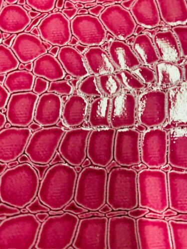 Faux Alligator Print Vinyl Fabric - Hot Pink - Faux Animal Print Sold by The Yard