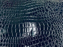 Faux Alligator Print Vinyl Fabric - Navy Blue - Faux Animal Print Sold by The Yard