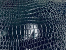 Faux Alligator Print Vinyl Fabric - Navy Blue - Faux Animal Print Sold by The Yard