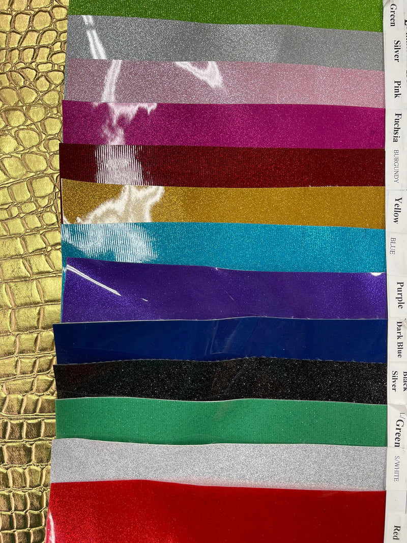 Metallic Glitter Vinyl Fabric - Fuchsia - Faux Leather Sparkle Glitter Fabric - 54" Sold By The Yard