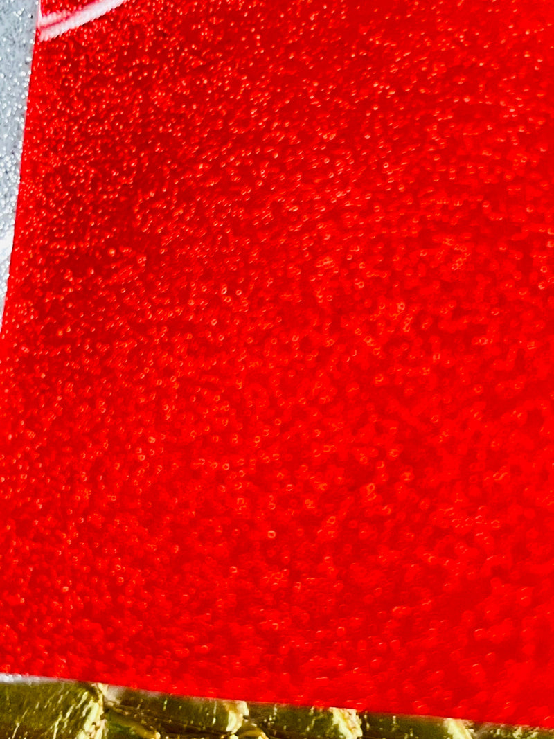 Metallic Glitter Vinyl Fabric - Red - Faux Leather Sparkle Glitter Fabric - 54" Sold By The Yard