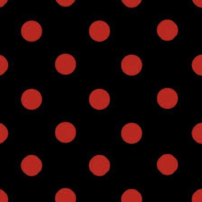Mia's Fabrics Inc, Black/Red Small Polka Dot Poly Cotton Fabric by The Yard, 58”/60” (Pick a Size)