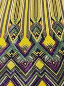 Multi-Color Iridescent Sequins 4way Stretch Embroidery With Sequin on a Nude Mesh Lace Fabric By The Yard For Gown, Wedding-Bridal-Dress