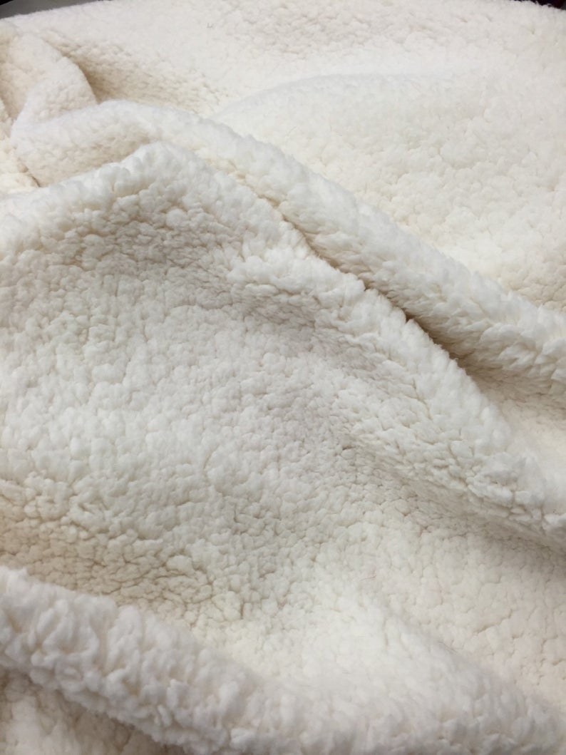 Mia Fabrics Inc, Ivory Cuddle Minky Sherpa Fleece, lamb Wool Design Fabric Sold By The Yard,  (Pick a Size)