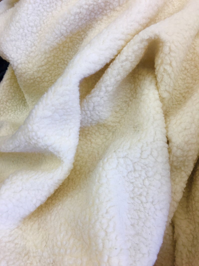 Mia Fabrics Inc, Heavy Duty SHERPA SHEEP SKIN Ivory Faux Fur Fabric Sold By The Yard,  (Pick a Size)