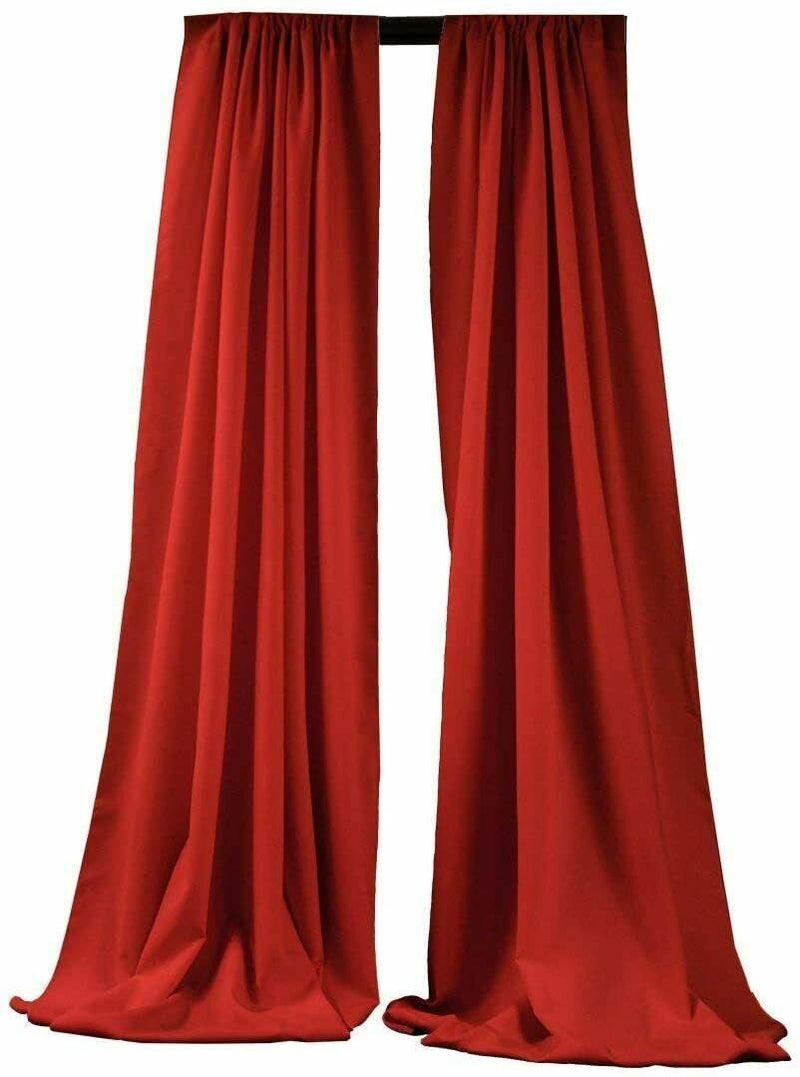 Red 2 PANELS, 5 Ft Wide Curtain Polyester Backdrop High Quality Drape Rod Pocket [Choose The Measurements]