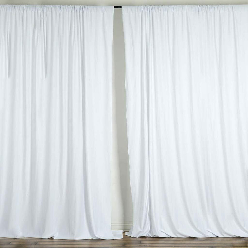 White 2 PANELS, 5 Ft Wide Curtain Polyester Backdrop High Quality Drape Rod Pocket [Choose The Measurements]