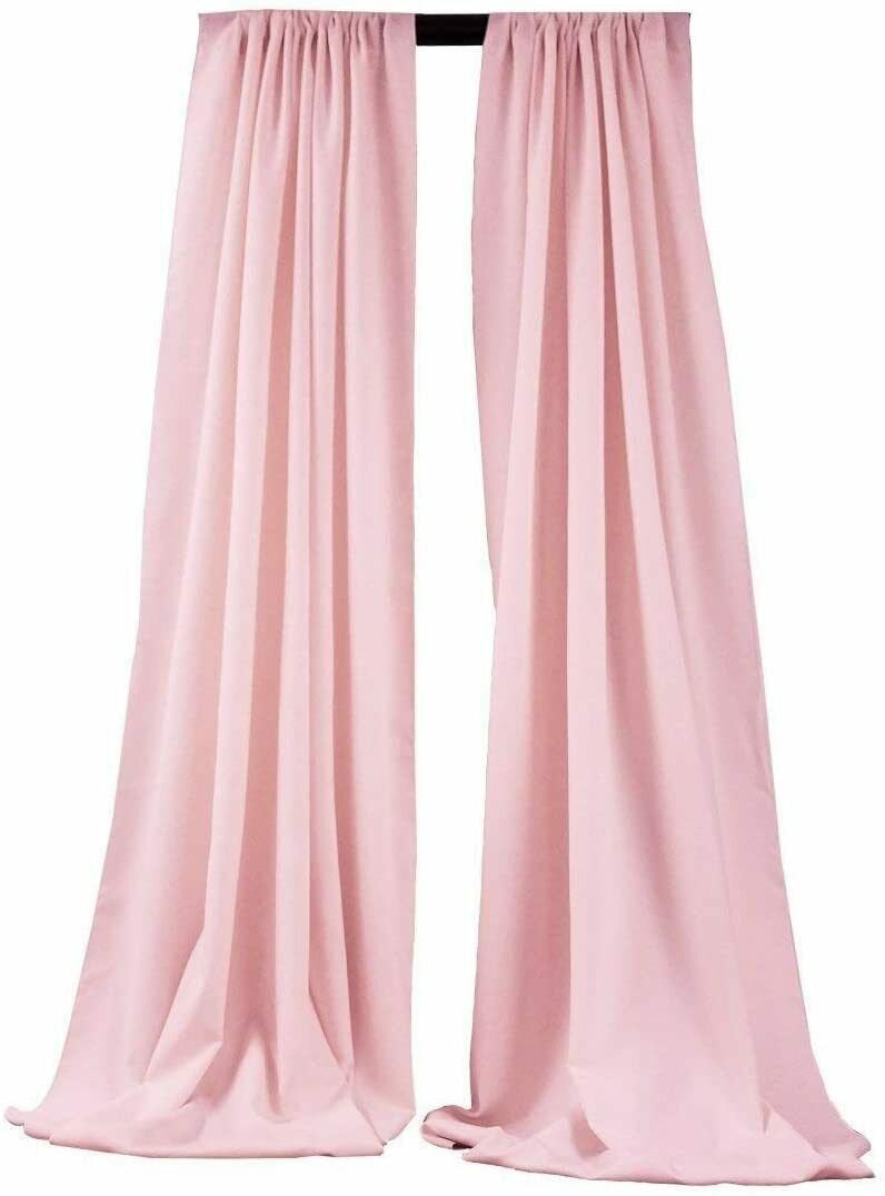 Pink 2 PANELS, 5 Ft Wide Curtain Polyester Backdrop High Quality Drape Rod Pocket [Choose The Measurements]
