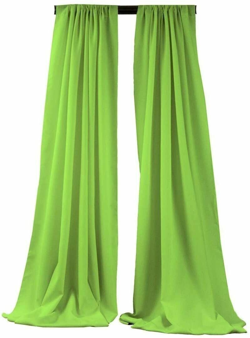 Lime Green 2 PANELS, 5 Ft Wide Curtain Polyester Backdrop High Quality Drape Rod Pocket [Choose The Measurements]