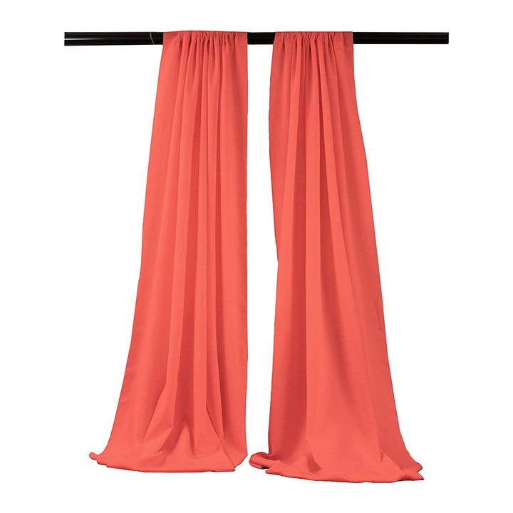 Coral 2 PANELS, 5 Ft Wide Curtain Polyester Backdrop High Quality Drape Rod Pocket [Choose The Measurements]