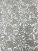 Silver Guipure Lace Fabric Floral Bridal Lace Guipure Wedding Dress by the Yard (Pick a Size)