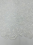 White Guipure Lace Fabric Floral Bridal Lace Guipure Wedding Dress by the Yard (Pick a Size)