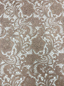 Coffee Guipure Lace Fabric Floral Bridal Lace Guipure Wedding Dress by the Yard (Pick a Size)