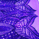 Luxury Feather Sequins - Iridescent Purple- 4 Way Stretch Glamorous Fringe Feather Sequins Fabric Spandex Mesh-Prom-Gown By The Yard