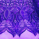 Luxury Feather Sequins - Iridescent Purple- 4 Way Stretch Glamorous Fringe Feather Sequins Fabric Spandex Mesh-Prom-Gown By The Yard