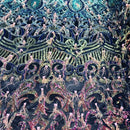 Luxury Feather Sequins - Iridescent Rainbow - 4 Way Stretch Glamorous Fringe Feather Sequins Fabric Spandex Mesh-Prom-Gown By The Yard