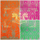 Mia's Fabrics Inc Iridescent Sequin Fabric, Embroidered With Sequins On 4 Way Stretch Mesh, Damask Design Sequin Lace Fabric (Pick a Size)
