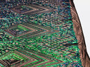 Iridescent Green Sequins on Black Mesh, Geometric Design Embroidered on a Mesh 4way Stretch Sequin-Prom-Gown By The Yard