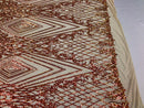 Iridescent Orange Sequins on Nude Mesh, Geometric Design Embroidered on a Mesh 4way Stretch Sequin-Prom-Gown By The Yard