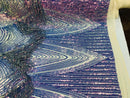 Iridescent Lavender Fringe Sequins on Nude Mesh, Fringe Design Embroidered on a Mesh 4way Stretch Fancy Sequin-Prom-Gown ( Choose The Size )