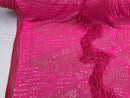 Iridescent Hot Pink Fringe Sequins on Mauve Mesh, Fringe Design Embroidered on a Mesh 4way Stretch Fancy Sequin-Prom-Gown( Choose The Size )