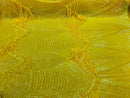 Iridescent Yellow Fringe Sequins on Nude Mesh, Fringe Design Embroidered on a Mesh 4way Stretch Fancy Sequin-Prom-Gown ( Choose The Size )
