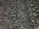 Silver Sequins on Silver Mesh, Royalty Design Embroidered on a Mesh 4 way Stretch Sequin By The Yard -Prom-Gown ( Choose The Size )