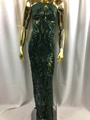 Iridescent Sequin Fabric - Hunter Green - 4 Way Stretch Royalty Lace Sequin By Yard