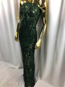 Iridescent Sequin Fabric - Hunter Green - 4 Way Stretch Royalty Lace Sequin By Yard