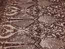 Sequins Pink Lace Fabric, DAMASK Design Embroidered on a Mesh 4 way Stretch Sequin By The Yard -Prom-Gown ( Choose The Size )