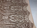 Sequins Rose Gold Lace Fabric, DAMASK Design Embroidered on a Mesh 4 way Stretch Sequin By The Yard -Prom-Gown ( Choose The Size )