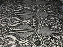 Sequins Navy Lace Fabric, DAMASK Design Embroidered on a Mesh 4 way Stretch Sequin By The Yard -Prom-Gown ( Choose The Size )