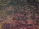 Sequins Rainbow Lace Fabric, DAMASK Design Embroidered on Mesh 4 way Stretch Sequin By The Yard -Prom-Gown ( Choose The Size )