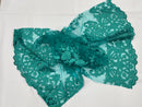 TEAL Damask Design Embroidered on Mesh Lace Fabric, Floral Bridal Lace Wedding Dress by the Yard (Pick a Size)