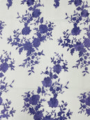 LAVENDER Damask Design Embroidered on Mesh Lace Fabric, Floral Bridal Lace Wedding Dress by the Yard (Pick a Size)