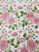 Dusty Rose Floral and Leaves Embroidery on a Mesh Lace Fabric , Floral Bridal Lace Wedding Dress by the Yard (Pick a Size)