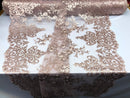 Blush Damask Design Embroidered on Mesh Lace Fabric, Floral Bridal Lace Wedding Dress by the Yard (Pick a Size)