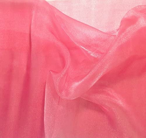 CORAL Sparkle Crystal Sheer Organza Fabric Shiny for Fashion, Crafts, Decorations 60" by the Yard (Pick a Size)
