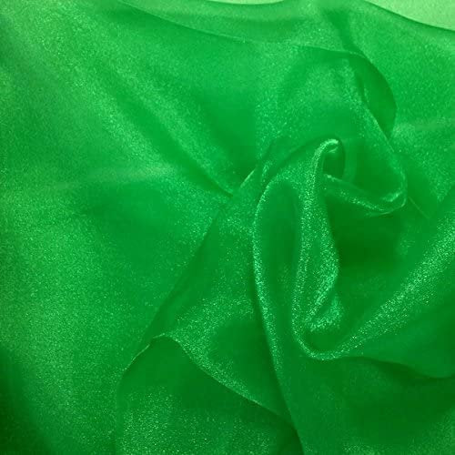 KELLY GREEN Sparkle Crystal Sheer Organza Fabric Shiny for Fashion, Crafts, Decorations 60" by the Yard (Pick a Size)