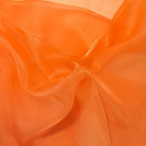 ORANGE Sparkle Crystal Sheer Organza Fabric Shiny for Fashion, Crafts, Decorations 60" by the Yard (Pick a Size)