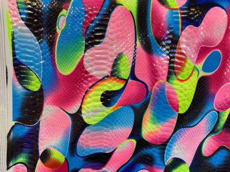 Mia's Fabrics Inc, Fuchsia Boa Snake Print Multi Color Fabric 80/20% Print Fabrics - Nylon Spandex Fabric Sold By The Yard (Pick a Size)