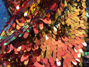 Iridescent Hologram Oval Tear Drop Sequins Fabric - Iridescent Orange  - Mermaid Fabrics Dresses-Nightgowns-Prom Gown (Pick a Size)
