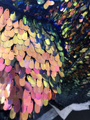 Iridescent Hologram Oval Tear Drop Sequins Fabric - Iridescent Rainbow - Mermaid Fabrics Dresses-Nightgowns-Prom Gown (Pick a Size)