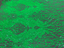 Neon Lime Sequins Lace Fabric On Nude Mesh, DAMASK Design Embroidered Mesh 4 way Stretch Sequin By The Yard -Prom-Gown ( Choose The Size )